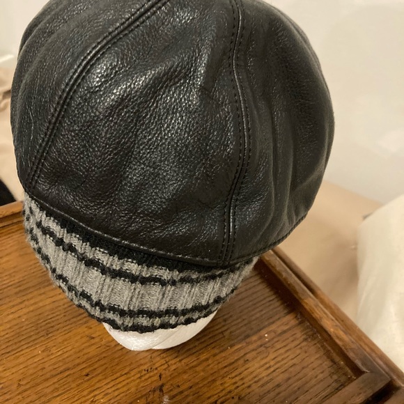 Elegant Black and Gray Leather Cap - Picture 1 of 4